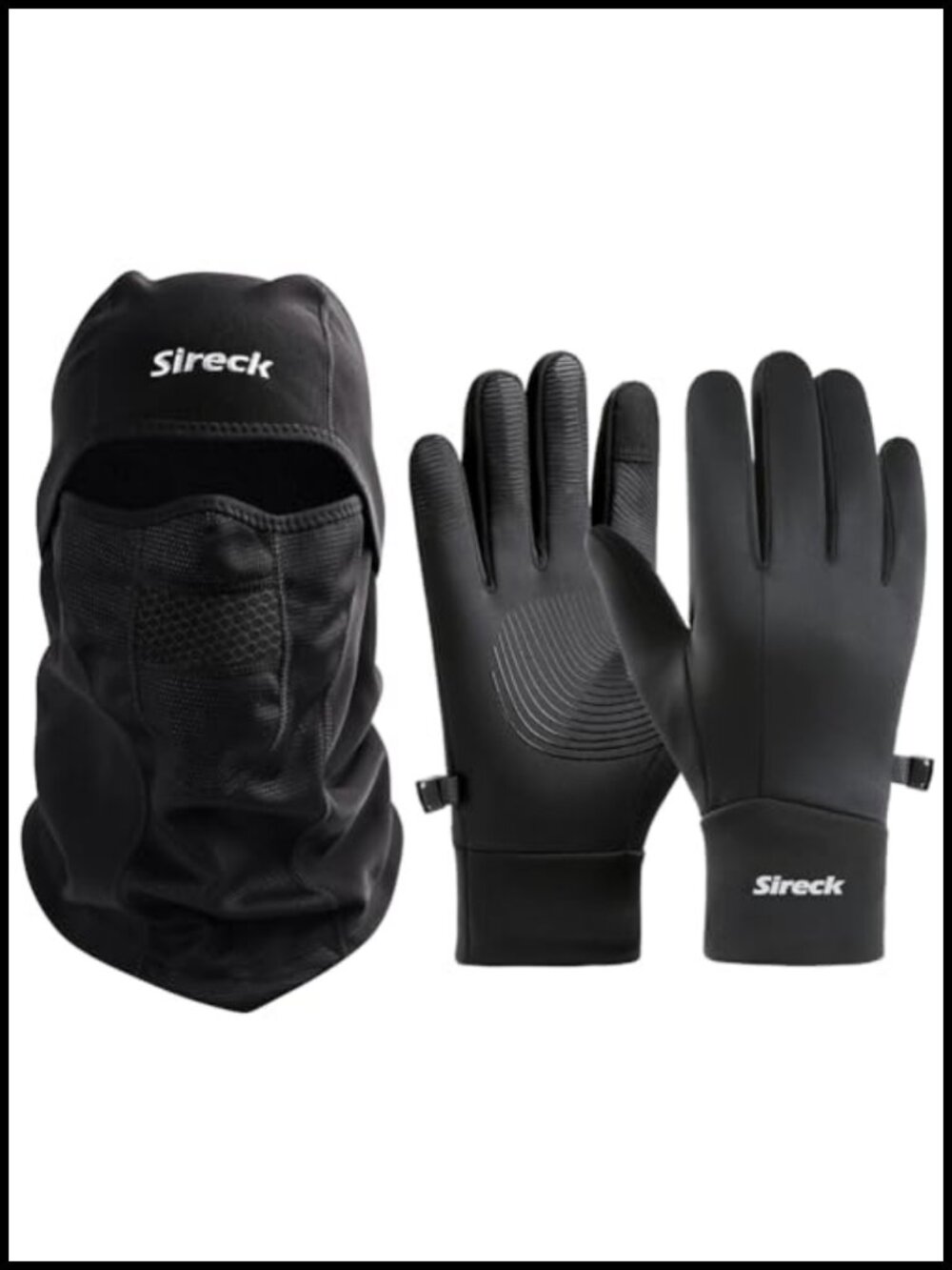 Water Resistant Windproof Fleece Balaclava Ski Mask & Winter Gloves
